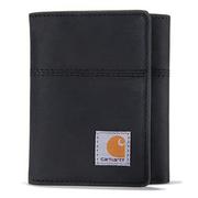 Portfele - Carhartt Męskie standardowe potrójnie składane, trwałe portfele, dostępne style płótna, skóra siodłowa (czarna), jeden rozmiar - miniaturka - grafika 1