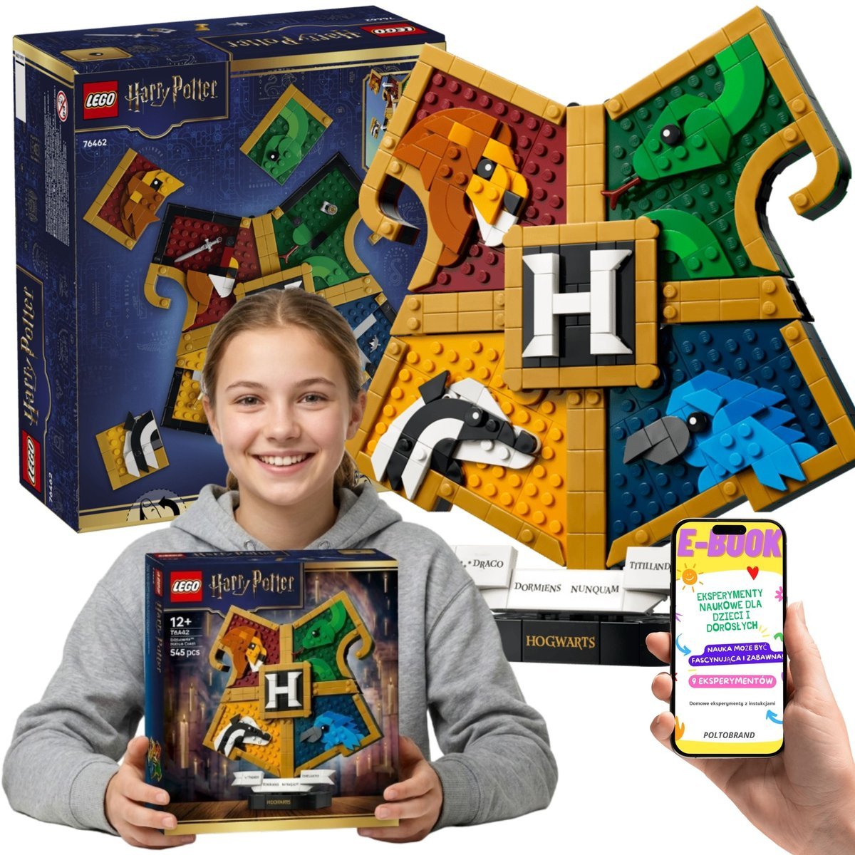 LEGO Harry Potter 76462 Herb Hogwartu Dekoracja Hogwarts + E-BOOK
