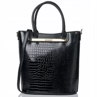 Torebki damskie - Duży Lakierowany Shopper Torba Torebka MONNARI - miniaturka - grafika 1