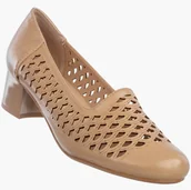 Czółenka - Czółenka Damskie Ekoskóra Buty Na Słupku Ażurowe Beżowe Jezzi ASA233-11 Beżowy 40 - miniaturka - grafika 1