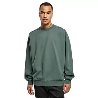 Swetry męskie - Urban Classics Męska bluza Heavy Terry Garment Dye Crew, sweter oversize dla mężczyzn, dostępny w wielu kolorach, rozmiary S - 5XL, zielony butelkowy, L - grafika 1