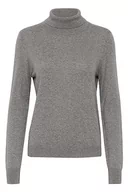 Swetry damskie - Part Two Damski Sweter Turtleneck Slim Fit Długie rękawy Rib Knit Krawędzie, Medium Grey Melange, S - miniaturka - grafika 1