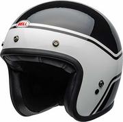 Kaski motocyklowe - BELL HELMET CUSTOM 500 DLX STREAK BLACK/BIAŁY S - miniaturka - grafika 1