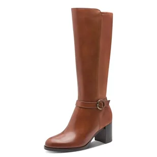 Tamaris Damen Long Boot Heel 1-25512-45, Damskie kozaki do kolan, koniak, 39 EU, koniak, 39 EU - Kozaki damskie - miniaturka - grafika 1