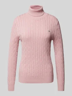 Sweter z dzianiny z golfem - Swetry damskie - miniaturka - grafika 1