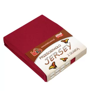 Prześcieradło jersey z gumką KARO 200x220 cm, bordowe 026 grube 150g/m2 - Prześcieradła - miniaturka - grafika 1