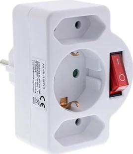 InLine® Steckdosenadapter, SK Stecker an 2xEuro+1x SK, mit Schalter, weiß - Kable - miniaturka - grafika 1