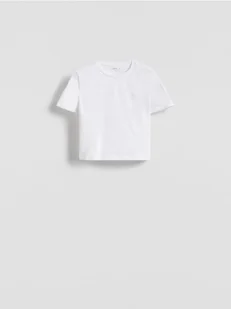 Reserved - Bawełniany crop top - biały - Koszulki i topy damskie - miniaturka - grafika 1