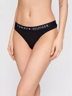 Majtki damskie - Tommy Hilfiger Stringi Thong UW0UW01555 Czarny - grafika 1