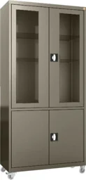 MDW/2k.7032 mobilna szafa lekarska 2-skrzydłowa 2-komorowa szara na kołach - Meble i wyposażenie gabinetów medycznych - miniaturka - grafika 1