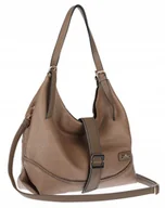 Torebki damskie - Torebka Damska listonoszka worek torba na ramię duża pojemna CH7712 Beżowa - miniaturka - grafika 1