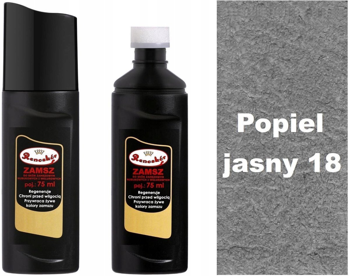 POPIEL JASNY RENOWATOR KOLORU SKÓRY ZAMSZU NUBUKU PŁYN RENOSKÓR EKO + PASTA