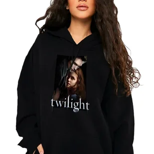 BLUZA CZARNA KAPTUR Damska Na Prezent Dla Fana TWILIGHT Edward Bella Wz XXL - Bluzy damskie - miniaturka - grafika 1