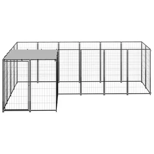 VidaXL Lumarko Kojec dla psa, czarny, 4,84 m, stalowy 3082211 VidaXL - Budy dla psów - miniaturka - grafika 2