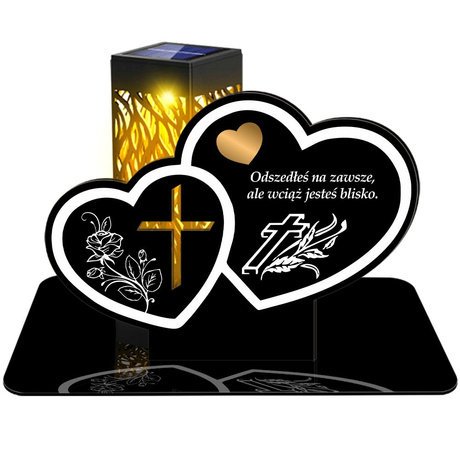 ZNICZ SOLARNY LED WIECZNY PODSTAWKA NA CMENTARZ GRÓB lampka Serce 3D