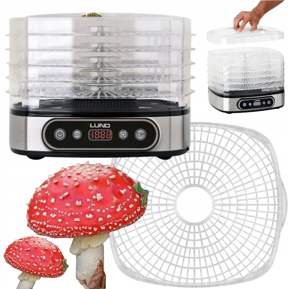 DUŻA Suszarka do grzybów, mięsa, owoców MOCNA 500W 5 poziomów - SUPER