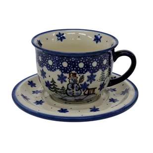 Ceramiczna filiżanka i spodek Ceramika Bolesławiec - Filiżanki - miniaturka - grafika 1