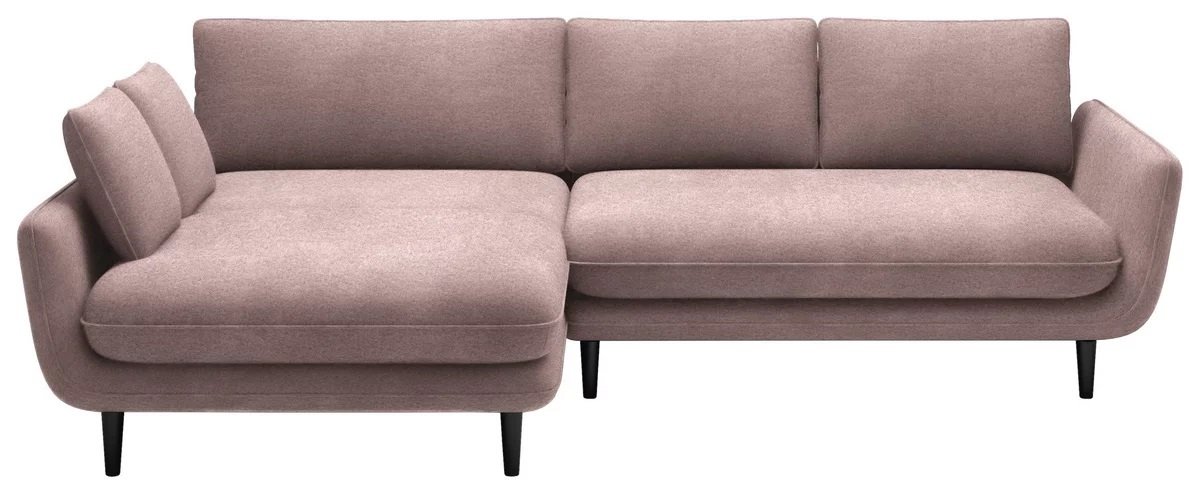 DOMO-HOME Narożnik z funkcją spania SOLANO - Elegancki skandynawski narożnik 260x167cm| Skrzynia na pościel i drewniane nóżki dla wygody i stylu Wysokiej jakości materiały Kolor różowy Lewy