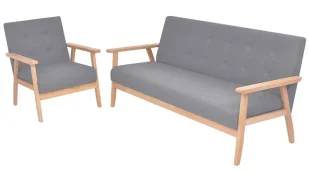Jasnoszary komplet dwóch sof wypoczynkowych G7-L87 - Komplety wypoczynkowe - miniaturka - grafika 1