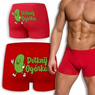 BOKSERKI CZERWONE Prezent Walentynki Rocznicę Dla Niego DOTKNIJ OGÓRKA - XL - Majtki damskie - miniaturka - grafika 1