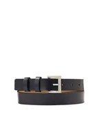 Paski - Granatowy skórzany pasek ze srebrną klamrą - miniaturka - grafika 1