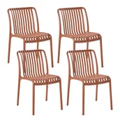 Fotele i krzesła ogrodowe - Beliani Zestaw 4 krzeseł ogrodowych ARICCIA Jasnoczerwony - miniaturka - grafika 1