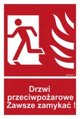 Systemy ekspozycyjne i znaki informacyjne - BC055 DRZWI PRZECIWPOŻAROWE. ZAWSZE ZAMYKAĆ! LEWOSTRONNE, FS - FOLIA SAMOPRZYLEPNA FOTOLUMINESCENCYJNA; (200X296MM) - miniaturka - grafika 1