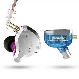 KZ ZS10 Pro Wired Earphone 4BA 1DD HiFi Bass with Mic - Purple - Słuchawki - miniaturka - grafika 4