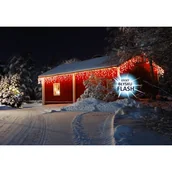 Oświetlenie świąteczne - Lampki zewnętrzne sople 300 LED flash ciepły / zimny biały transformator dodatkowe gniazdo 0,7 x 16 m Cortina - miniaturka - grafika 1