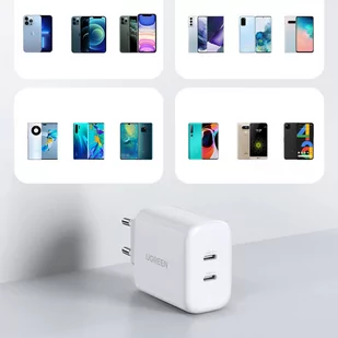 Ugreen ładowarka sieciowa 2x USB Typ C 40W Power Delivery biały (10343) - Ładowarki do telefonów - miniaturka - grafika 3