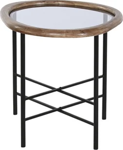 Bigbuy Home Stolik Home ESPRIT Brązowy Czarny Naturalny Szkło Drewno świerkowe 61 x 50 x 53 cm - Ławy i stoliki kawowe - miniaturka - grafika 1