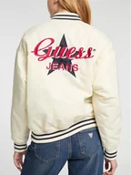 Kurtki damskie - Guess Jeans Kurtka bomber W5RL43 WHAA2 Beżowy Regular Fit - miniaturka - grafika 1