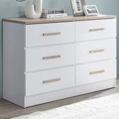 Komody - Komoda z 6 szufladami - Biały i naturalny - SKAIDO - miniaturka - grafika 1
