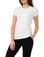Koszulki i topy damskie - Armani Exchange Damska koszulka slim fit, duże logo z nadrukiem, biała, ekstra duża, biały, XXL - miniaturka - grafika 1