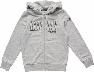 Replay Chłopięca bluza z kapturem z zamkiem błyskawicznym, szara (Grey Melange M02), 8 lat, M02 Grey Melange, 8 Lat - Bluzy dla chłopców - miniaturka - grafika 1