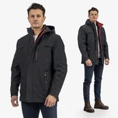 Kurtki męskie - Kurtka Męska Przejściowa Z Kapturem Funkcjonalna Wiosenna Casual Granatowa XXL Granatowy - miniaturka - grafika 1