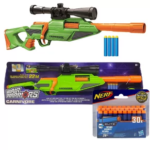 Zesatw Pistolet Buzz Bee Air Warriors Carnivore 561005 + strzałki Nerf Elite 30 szt. A0351 - Zabawki militarne - miniaturka - grafika 1