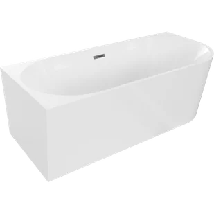 Mexen Mia wanna wolnostojąca narożna lewa 140 x 75 cm, biała, przelew gun gray szczotkowany - 52691407500L-66 - Wanny - miniaturka - grafika 1