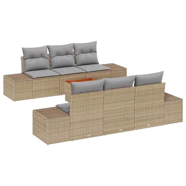 Zestaw Sof Ogrodowych z Naturalnego Rattanu, Beżowy, 3-Elementowa Sofa, St