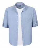 Koszule męskie - Modna Koszula Męska ze Stójką i Długim Rękawem Bawełna Slim Fit Pako Jeans - miniaturka - grafika 1
