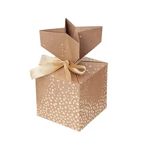 Pudełka składane Candy Box kropki 10 x 10 cm złote 2 szt. - Opakowania i torebki na prezenty - miniaturka - grafika 1