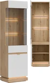 Witryny - Witryna wąska Przeszklona szafka do salonu Dąb Cremona Biały MILTON ML05 - miniaturka - grafika 1