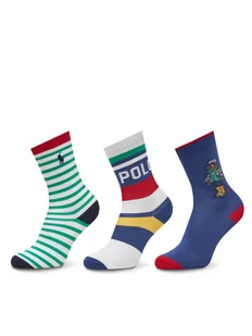 Polo Ralph Lauren Zestaw 3 par wysokich skarpet dziecięcych 443969088001 Kolorowy - Skarpetki dla dzieci - miniaturka - grafika 1