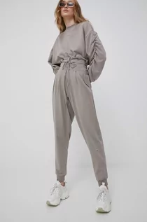 Spodnie damskie - Reebok spodnie damskie kolor beżowy gładkie - grafika 1