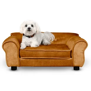 Sofa dla psa LUCY w kolorze pomarańczowym – Kanapa dla kota, psa tapicerowana tkaniną welurową - Legowiska dla psów - miniaturka - grafika 1
