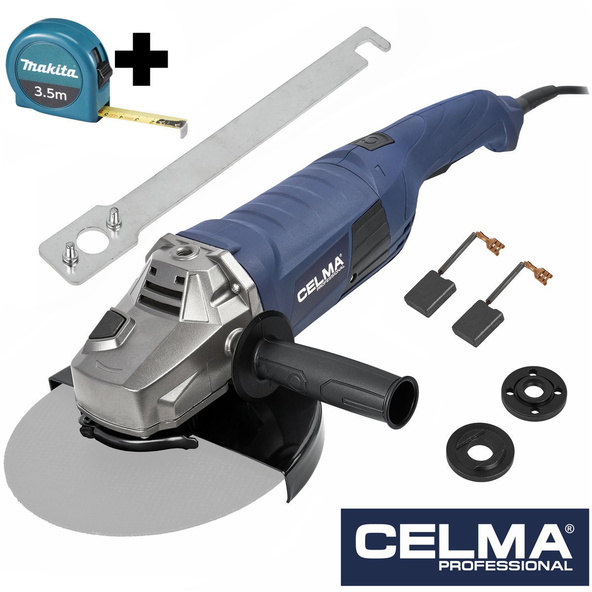 Zestaw Szlifierka kątowa CELMA Professional PRAg 230GEO 2500W 230mm + miara MAKITA 3,5m