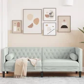 Sofy i kanapy - Sofa Chesterfield z wałkami, trzyosobowa, jasnoszara, aksamit Lumarko! - miniaturka - grafika 1