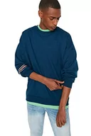 Bluzy męskie - Trendyol Męska bluza oversize z okrągłym dekoltem, turkusowa, XL, Niebieskozielony, XL - miniaturka - grafika 1