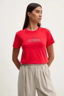 Koszulki sportowe damskie - Guess Jeans t-shirt damski kolor czerwony W4YI12 J1314 - miniaturka - grafika 1