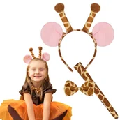 Dodatki do strojów karnawałowych - Strój Żyrafa Opaska Muszka Ogon Safari Zoo Melman Magadaskar Kostium - miniaturka - grafika 1